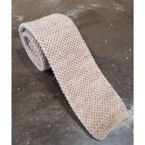 Vintage Private Club Knit 100% Wool Tie - Tan Beige Neutral